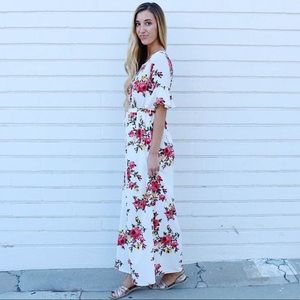 Polagram Floral Maxi Dress - White and Pink